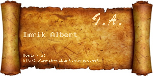 Imrik Albert névjegykártya